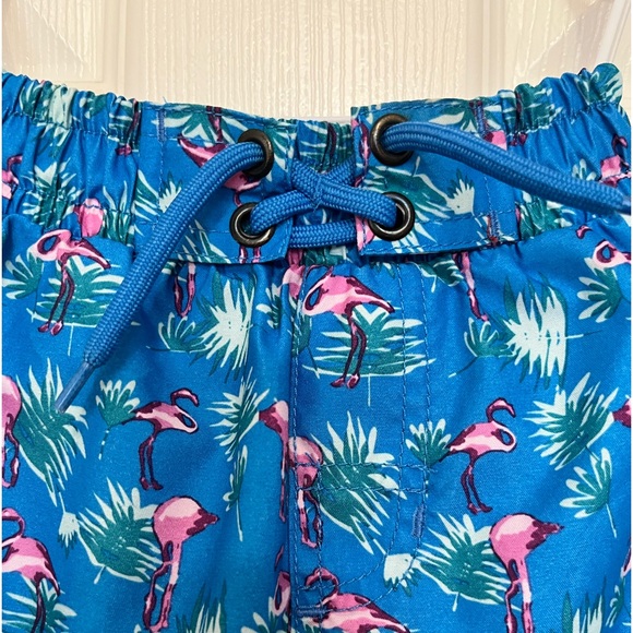 Beach Bros Flamingo Palm leaf Blue 2 Toddler Boy Swim Trunks - Picture 6 of 9